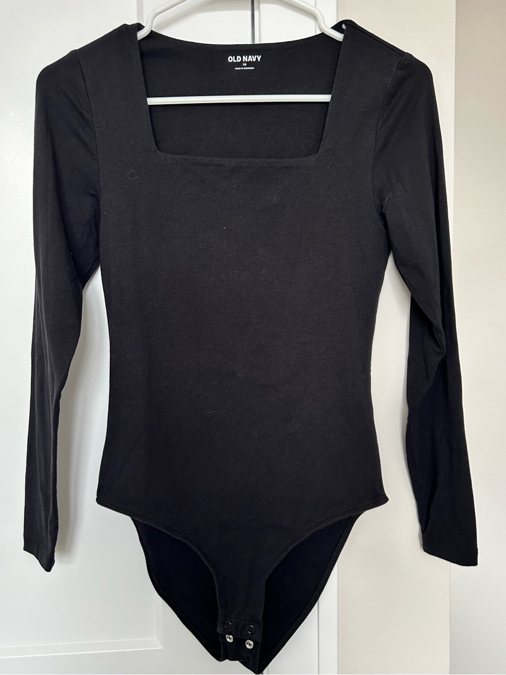 Old Navy Jet Black Women's Long Sleeve Square Neck Bodysuit